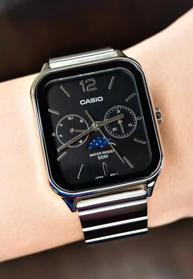 CASIO นาฬิกาคาสิโอ นาฬิกาข้อมือ นาฬิกากันน้ำ นาฬิกาของแท้ ประกันศูนย์ CMG 1 ปี รุ่น MTP-M305D นาฬิกาสีเงิน