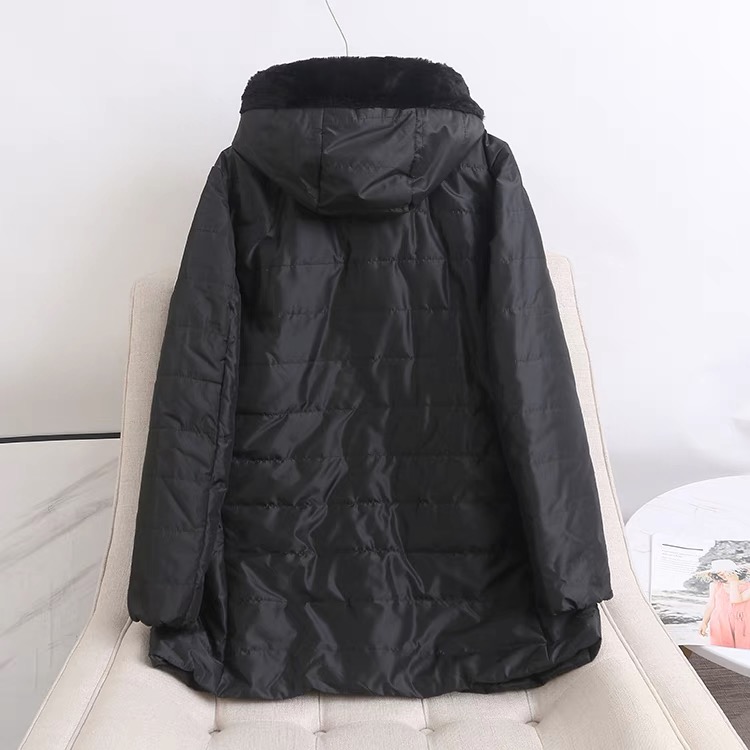 Ambiance เสื้อกันหนาว เสื้อฮู้ดเฟอร์ บุนวมอุ่น แบรนด์ AMBIANCE (padded puffer สำเนา สำเนา สำเนา ดำ
