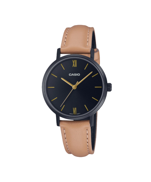 CASIO นาฬิกาคาสิโอ นาฬิกาข้อมือ นาฬิกากันน้ำ นาฬิกาของแท้ ประกันศูนย์ CMG 1 ปี รุ่น LTP-VT02BL-1A นาฬิกาสีน้ำตาล