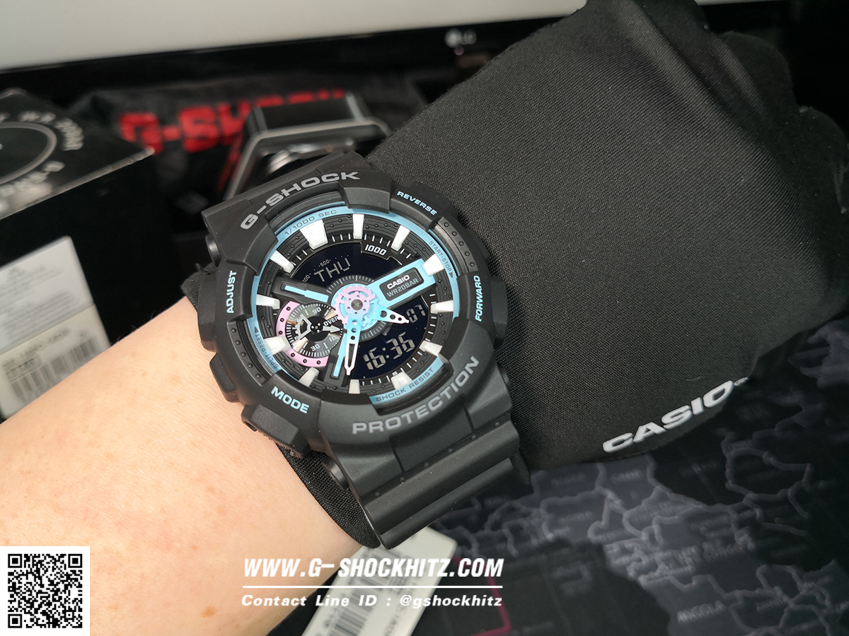 CASIO G-SHOCK นาฬิกาข้อมือ นาฬิกากันน้ำ นาฬิกาของแท้ ประกันศูนย์ CMG 1 ปี รุ่น GA-110PC-1A นาฬิกาสีดำ