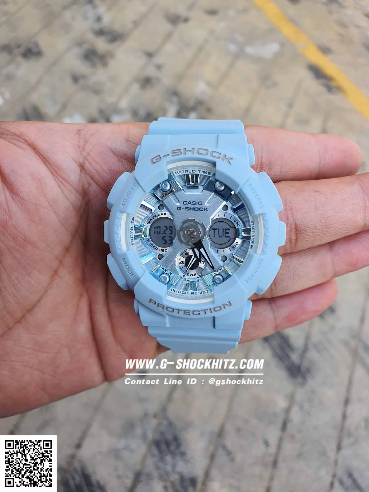 CASIO G-SHOCK นาฬิกาข้อมือ นาฬิกากันน้ำ นาฬิกาของแท้ ประกันศูนย์ CMG 1 ปี รุ่น GMA-S120DP-2A นาฬิกาสีฟ้้้า
