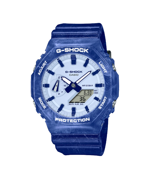 CASIO MID YEAR SALE G-SHOCK นาฬิกาข้อมือ นาฬิกากันน้ำ นาฬิกาของแท้ ประกันศูนย์ CMG 1 ปี รุ่น GA-2100BWP-2A นาฬิกาสีน้ำเงิน