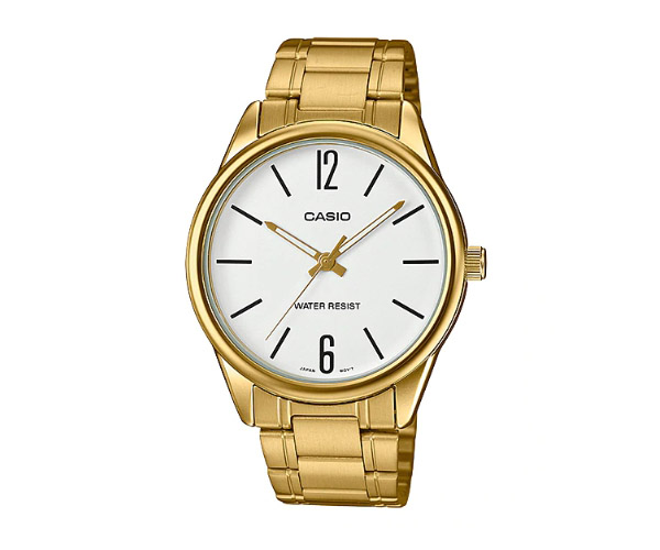 CASIO นาฬิกาคาสิโอ นาฬิกาข้อมือ นาฬิกากันน้ำ นาฬิกาของแท้ ประกันศูนย์ CMG 1 ปี รุ่น MTP-V005G-7B นาฬิกาสีทอง