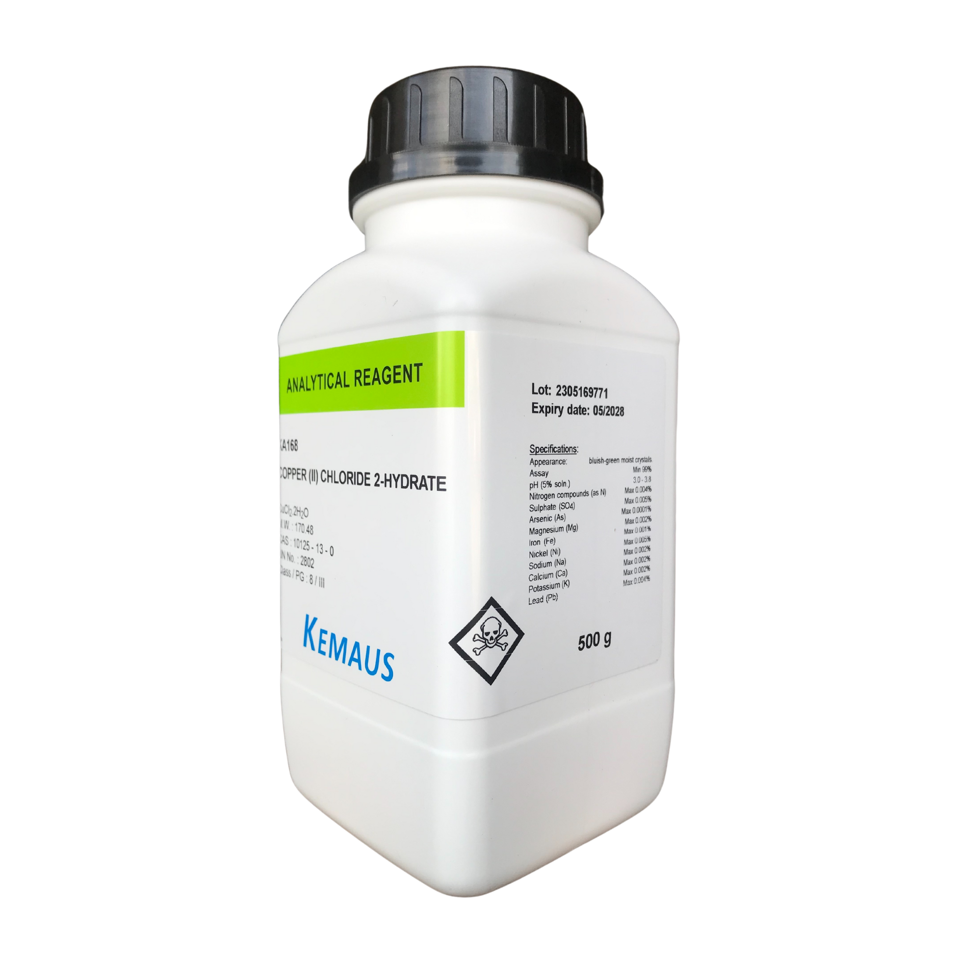 Copper (II) Chloride 2-hydrate (Cupric Chloride), AR 500 g. KemAus™