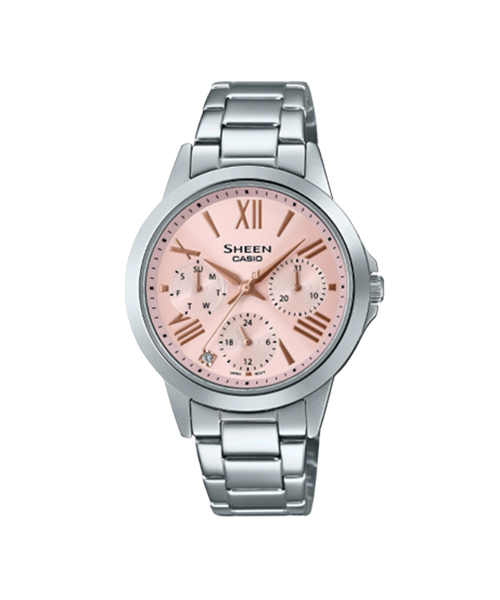 CASIO SHEEN นาฬิกาข้อมือ นาฬิกากันน้ำ นาฬิกาของแท้ ประกันศูนย์ CMG 1 ปี รุ่น SHE-3516D-4A นาฬิกาสีเงิน