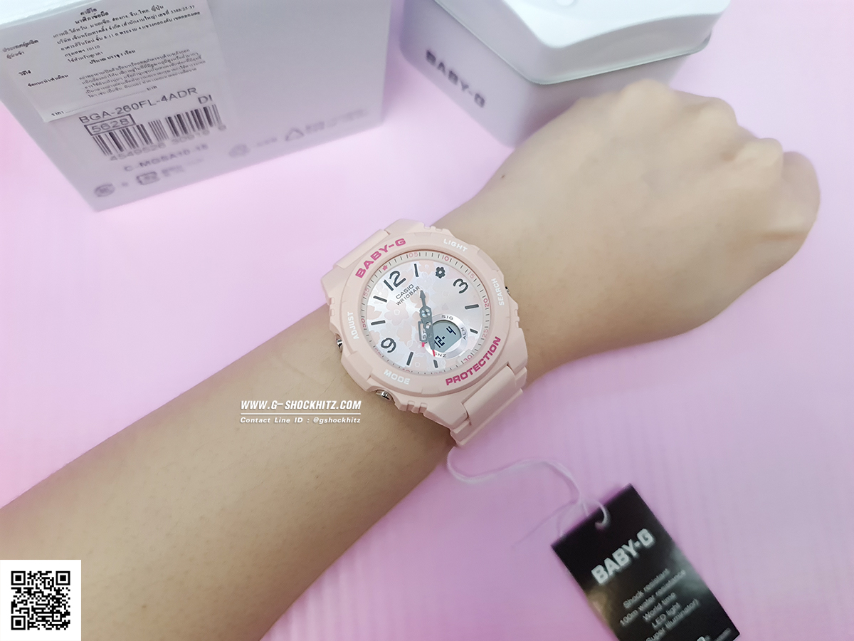 CASIO MID YEAR SALE BABY-G พร้อมส่ง นาฬิกาข้อมือ นาฬิกากันน้ำ นาฬิกาของแท้ ประกันศูนย์ CMG 1 ปี รุ่น BGA-260FL-4A นาฬิกาสีส้ม