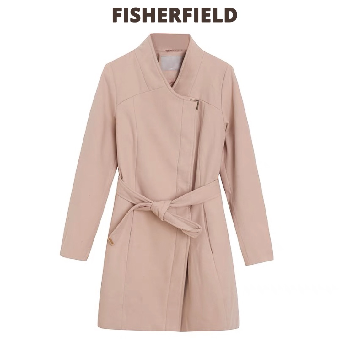 เสื้อโค้ทวูล เสื้อโค้ทเฟอร์ โค้ทสักหลาดสีเบจ แบรนด์ FISHERFIELD