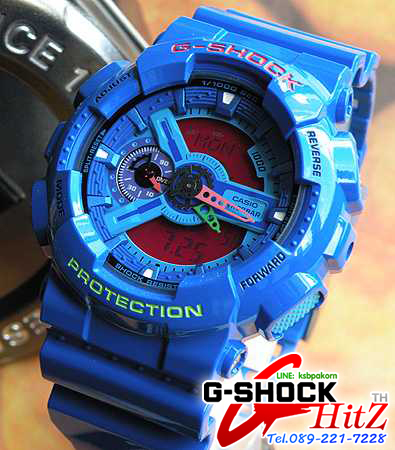 CASIO G-SHOCK นาฬิกาข้อมือ นาฬิกากันน้ำ นาฬิกาของแท้ ประกันศูนย์ CMG 1 ปี รุ่น GA-110HC-2ADR นาฬิกาสีน้้ำเงิน