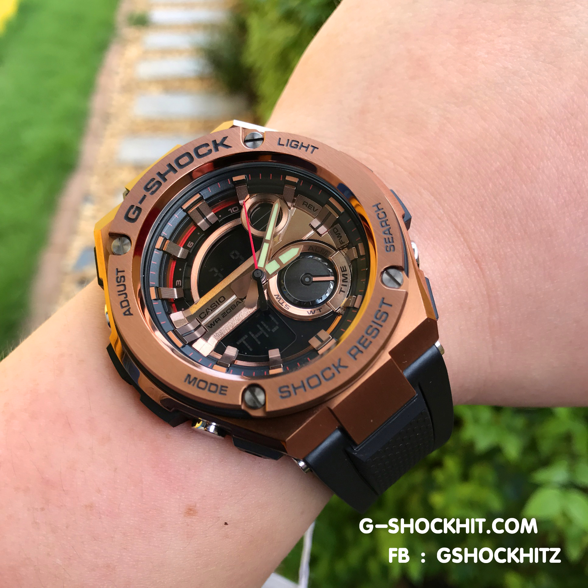 CASIO G-SHOCK นาฬิกาข้อมือ นาฬิกากันน้ำ นาฬิกาของแท้ ประกันศูนย์ CMG 1 ปี รุ่น GST-210B-4A นาฬิกาสีน้ำตาล