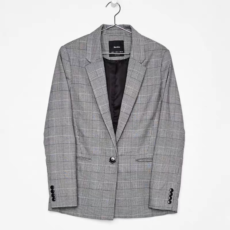 เสื้อโค้ท เสื้อคลุม ทรงสูท ลายตาราง checked plaid blazer gingerham เสื้อคลุม เบลเซอร์ Blazer check ❄️แบรนด์✨H&M✨ แท้💯% แบรนด์ สำเนา