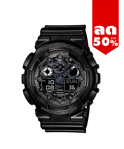 CASIO MID YEAR SALE G-SHOCK นาฬิกาข้อมือ นาฬิกากันน้ำ นาฬิกาของแท้ ประกันศูนย์ CMG 1 ปี รุ่น GA-100CF-1A นาฬิกาสีดำ