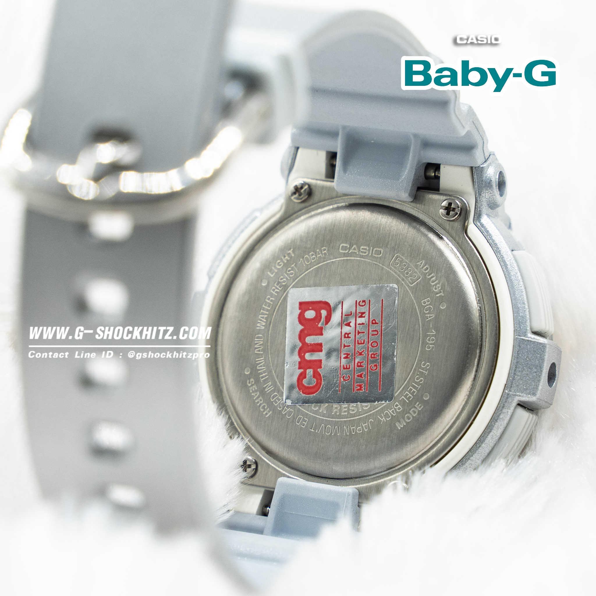 CASIO MID YEAR SALE BABY-G พร้อมส่ง นาฬิกาข้อมือ นาฬิกากันน้ำ นาฬิกาของแท้ ประกันศูนย์ CMG 1 ปี รุ่น BGA-195-8A นาฬิกาสีเทา