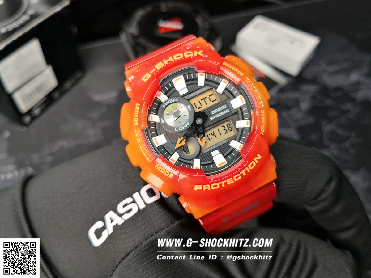 CASIO MID YEAR SALE G-SHOCK พร้อมส่ง นาฬิกาข้อมือ นาฬิกากันน้ำ นาฬิกาของแท้ ประกันศูนย์ CMG 1 ปี รุ่น GAX-100MSA-4A นาฬิกาสีส้้ม