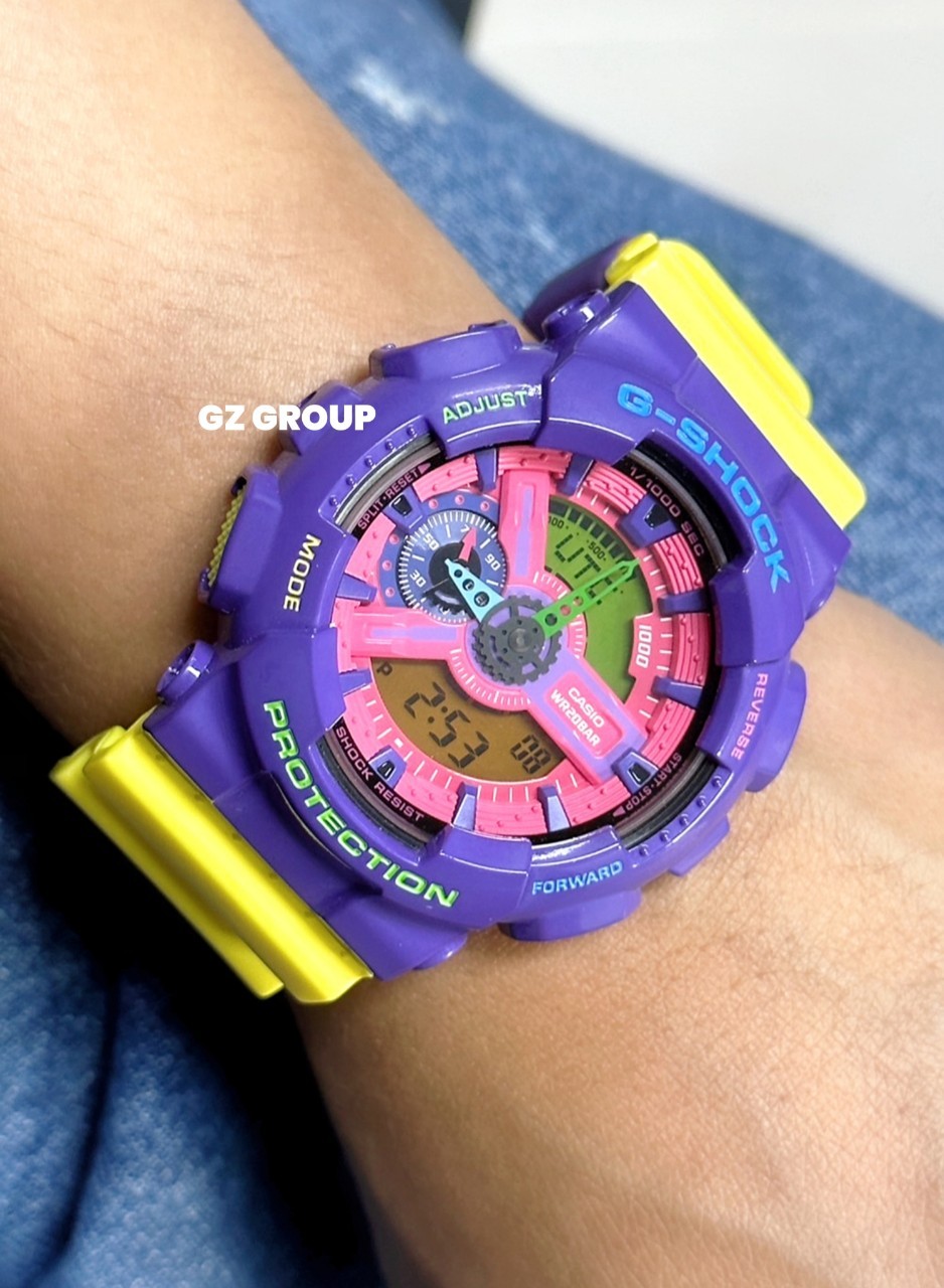 CASIO G-SHOCK นาฬิกาข้อมือ นาฬิกากันน้ำ นาฬิกาของแท้ ประกันศูนย์ CMG 1 ปี รุ่น GA-110HC-6A นาฬิกาสีม่วง