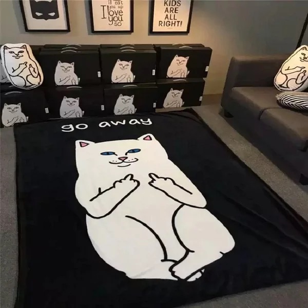 ผ้าห่ม แมวRipndip ผ้าห่ม แนวๆ แมวชูนิ้วกลาง สวย อุ่น งานแนวๆ เท่ห์ๆ สไตล์ RIPNDIP