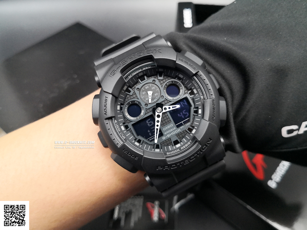 CASIO G-SHOCK นาฬิกาข้อมือ นาฬิกากันน้ำ นาฬิกาของแท้ ประกันศูนย์ CMG 1 ปี รุ่น GA-100-1A1 นาฬิกาสีดำ