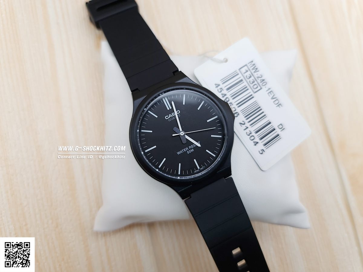 CASIO นาฬิกาคาสิโอ นาฬิกาข้อมือ นาฬิกากันน้ำ นาฬิกาของแท้ ประกันศูนย์ CMG 1 ปี รุ่น MW-240-1E นาฬิกาสีดำ