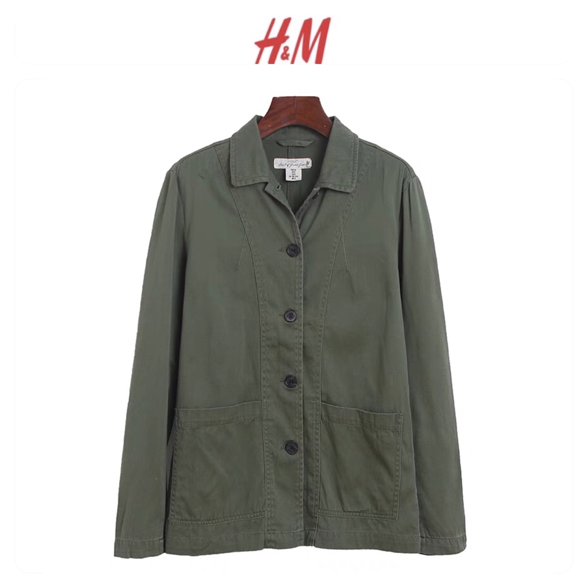 H&M เสื้อนอกเขียวทหาร เสื้อแจ็คเก็ต แนวทหาร แบรนด์H&M แพทเทิน สวย เท่ห์ มาก แบรนด์ In exteสำเนา สำเนา สำเนา เขียว