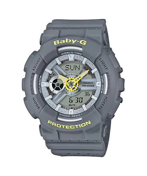 CASIO BABY-G นาฬิกาข้อมือ นาฬิกากันน้ำ นาฬิกาของแท้ ประกันศูนย์ CMG 1 ปี รุ่น BA-110PP-8A นาฬิกาสีเทา