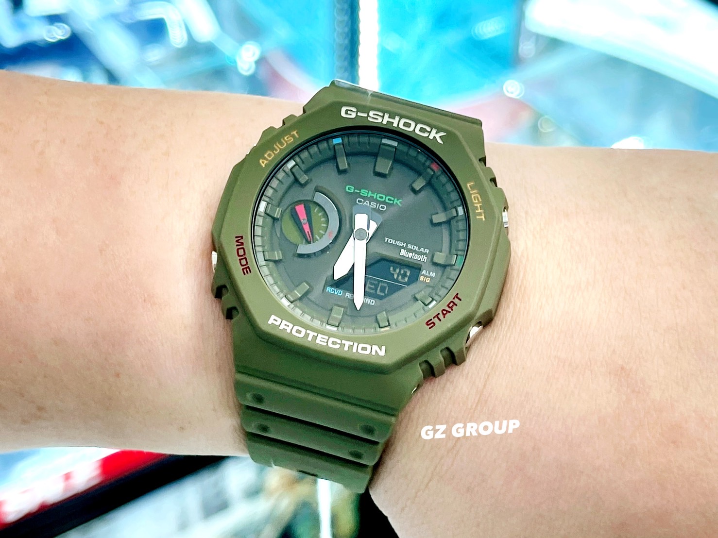 CASIO MID YEAR SALE G-SHOCK นาฬิกาข้อมือ นาฬิกากันน้ำ นาฬิกาของแท้ ประกันศูนย์ CMG 1 ปี รุ่น GA-B2100FC-3A นาฬิกาสีเขียว