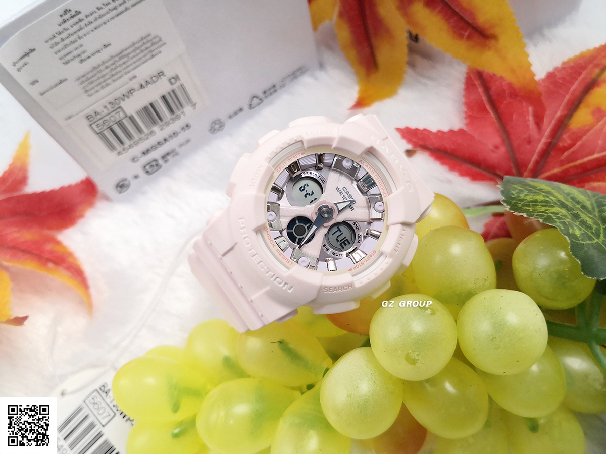 CASIO BABY-G นาฬิกาข้อมือ นาฬิกากันน้ำ นาฬิกาของแท้ ประกันศูนย์ CMG 1 ปี รุ่น BA-130WP-4A นาฬิกาสีชมพู