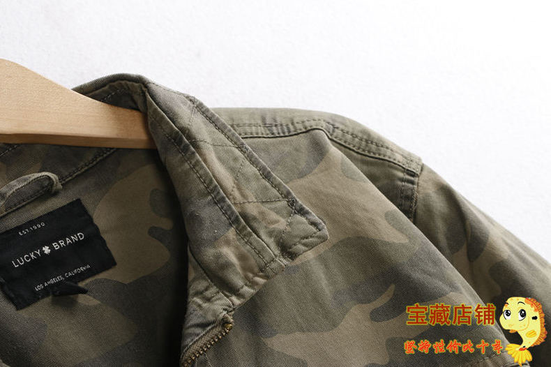 LUCKY BRAND เสื้อนอกเขียวทหาร เสื้อแจ็คเก็ต แนวทหาร แพทเทิน Lucky brandสวย เท่ห์ มาก แบรนด์ In extenso สำเนา เขียว
