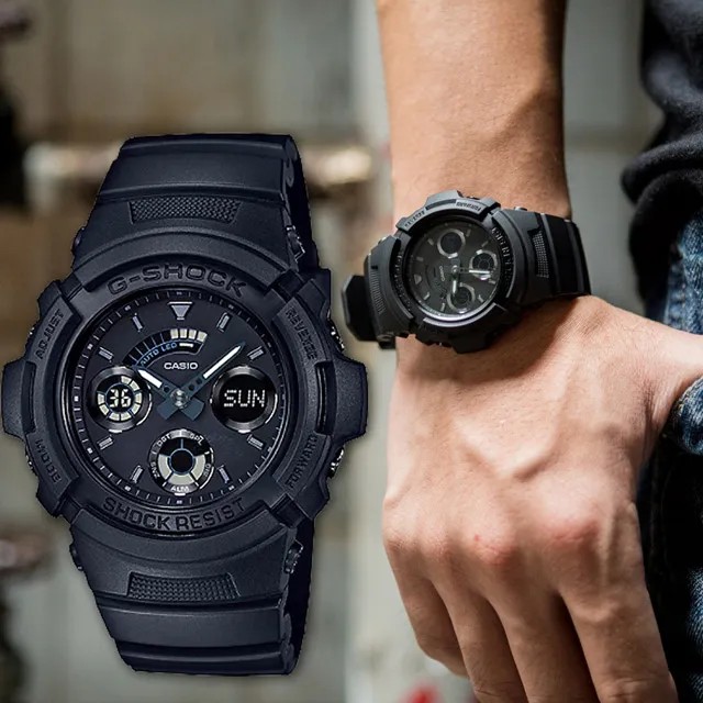 CASIO G-SHOCK นาฬิกาข้อมือ นาฬิกากันน้ำ นาฬิกาของแท้ ประกันศูนย์ CMG 1 ปี รุ่น AW-591BB-1A นาฬิกาสีดำ