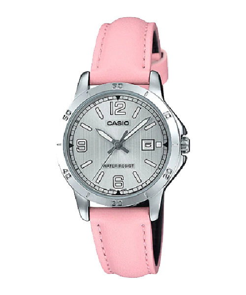 CASIO นาฬิกาคาสิโอ นาฬิกาข้อมือ นาฬิกากันน้ำ นาฬิกาของแท้ ประกันศูนย์ CMG 1 ปี รุ่น LTP-V004L-4B นาฬิกาสีชมพู