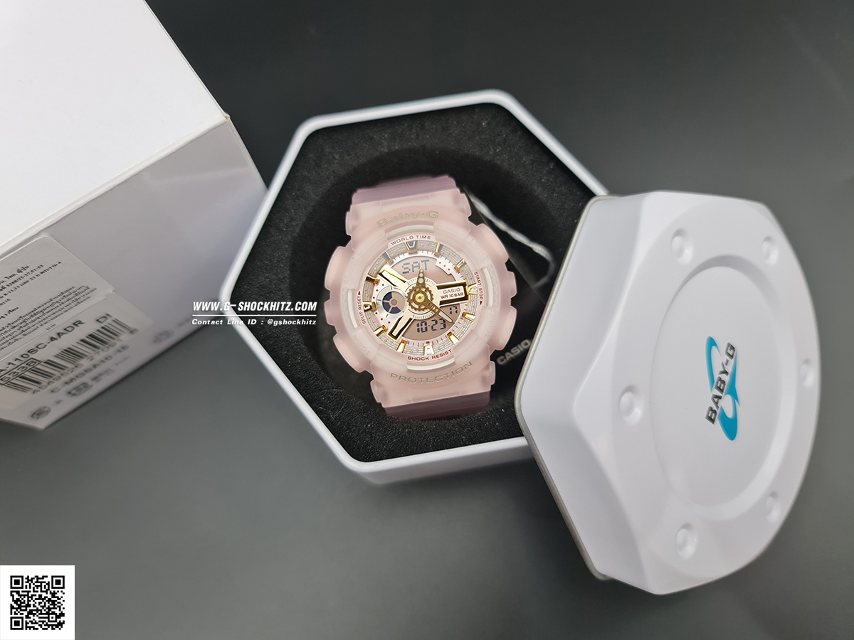 CASIO MID YEAR SALE BABY-G นาฬิกาข้อมือ นาฬิกากันน้ำ นาฬิกาของแท้ ประกันศูนย์ CMG 1 ปี รุ่น BA-110SC-4A นาฬิกาสีชมพู