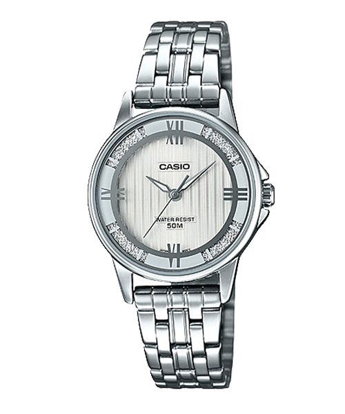CASIO นาฬิกาคาสิโอ นาฬิกาข้อมือ นาฬิกากันน้ำ นาฬิกาของแท้ ประกันศูนย์ CMG 1 ปี รุ่น LTP-1391D-7A2 นาฬิกาสีเงิน