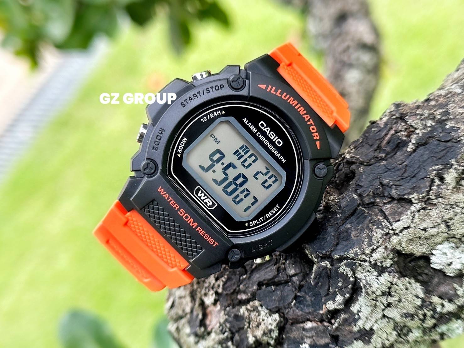 CASIO นาฬิกาคาสิโอ นาฬิกาข้อมือ นาฬิกากันน้ำ นาฬิกาของแท้ ประกันศูนย์ CMG 1 ปี รุ่น W-219H-4A นาฬิกาสีส้ม