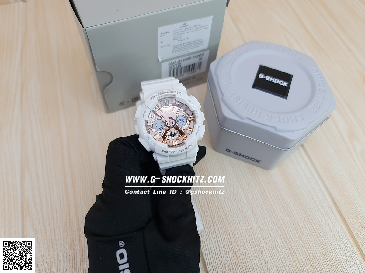 CASIO G-SHOCK นาฬิกาข้อมือ นาฬิกากันน้ำ นาฬิกาของแท้ ประกันศูนย์ CMG 1 ปี รุ่น GMA-S120MF-7A2 นาฬิกาสีขาว