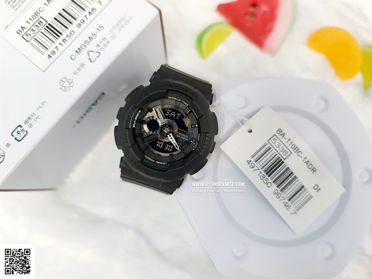 CASIO BABY-G นาฬิกาข้อมือ นาฬิกากันน้ำ นาฬิกาของแท้ ประกันศูนย์ CMG 1 ปี รุ่น BA-110BC-1A นาฬิกาสีดำ