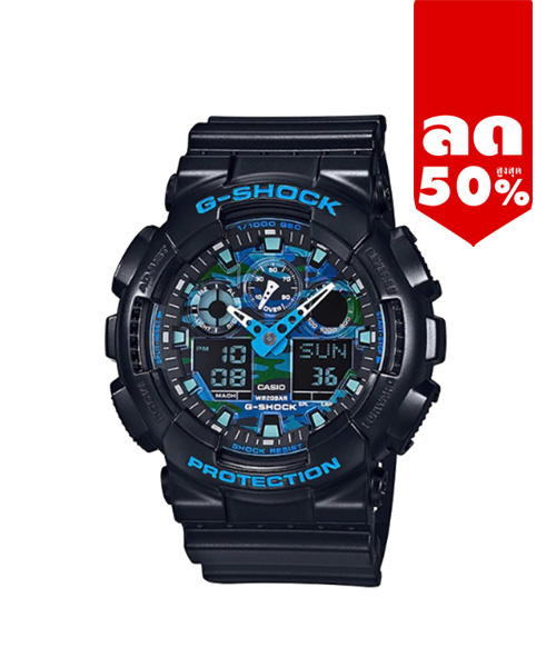 CASIO MID YEAR SALE G-SHOCK นาฬิกาข้อมือ นาฬิกากันน้ำ นาฬิกาของแท้ ประกันศูนย์ CMG 1 ปี รุ่น GA-100CB-1A นาฬิกาสีดำ