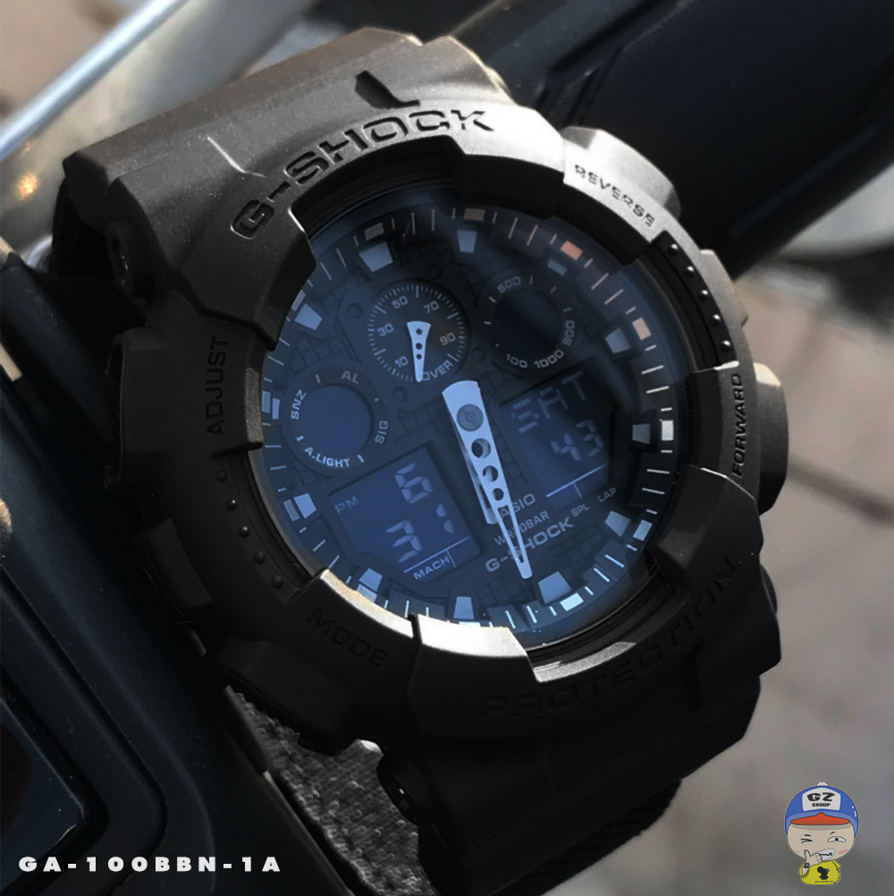 CASIO G-SHOCK นาฬิกาข้อมือ นาฬิกากันน้ำ นาฬิกาของแท้ ประกันศูนย์ CMG 1 ปี รุ่น GA-100BBN-1A นาฬิกาสีดำ