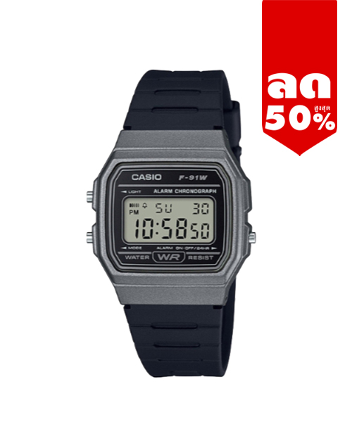 CASIO MID YEAR SALE นาฬิกาคาสิโอ พร้อมส่ง นาฬิกาข้อมือ นาฬิกากันน้ำ นาฬิกาของแท้ BTS ประกันศูนย์ CMG 1 ปี รุ่น F-91WM-1B นาฬิกาสีเทา