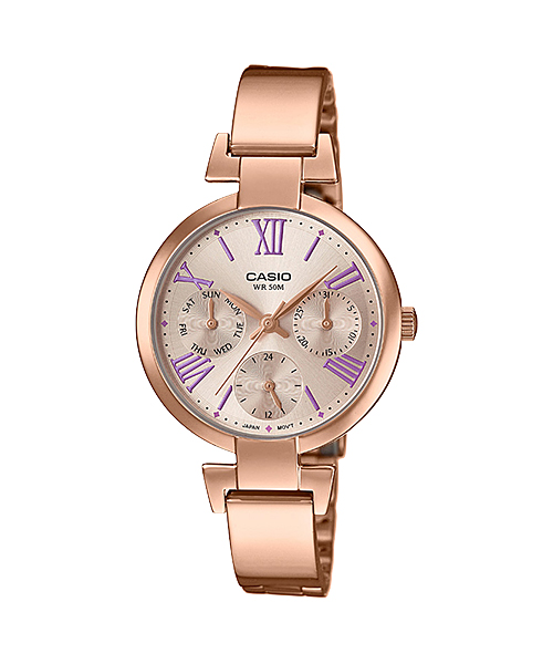 CASIO นาฬิกาคาสิโอ นาฬิกาข้อมือ นาฬิกากันน้ำ นาฬิกาของแท้ ประกันศูนย์ CMG 1 ปี รุ่น LTP-E404PG-4A นาฬิกาสีชมพู