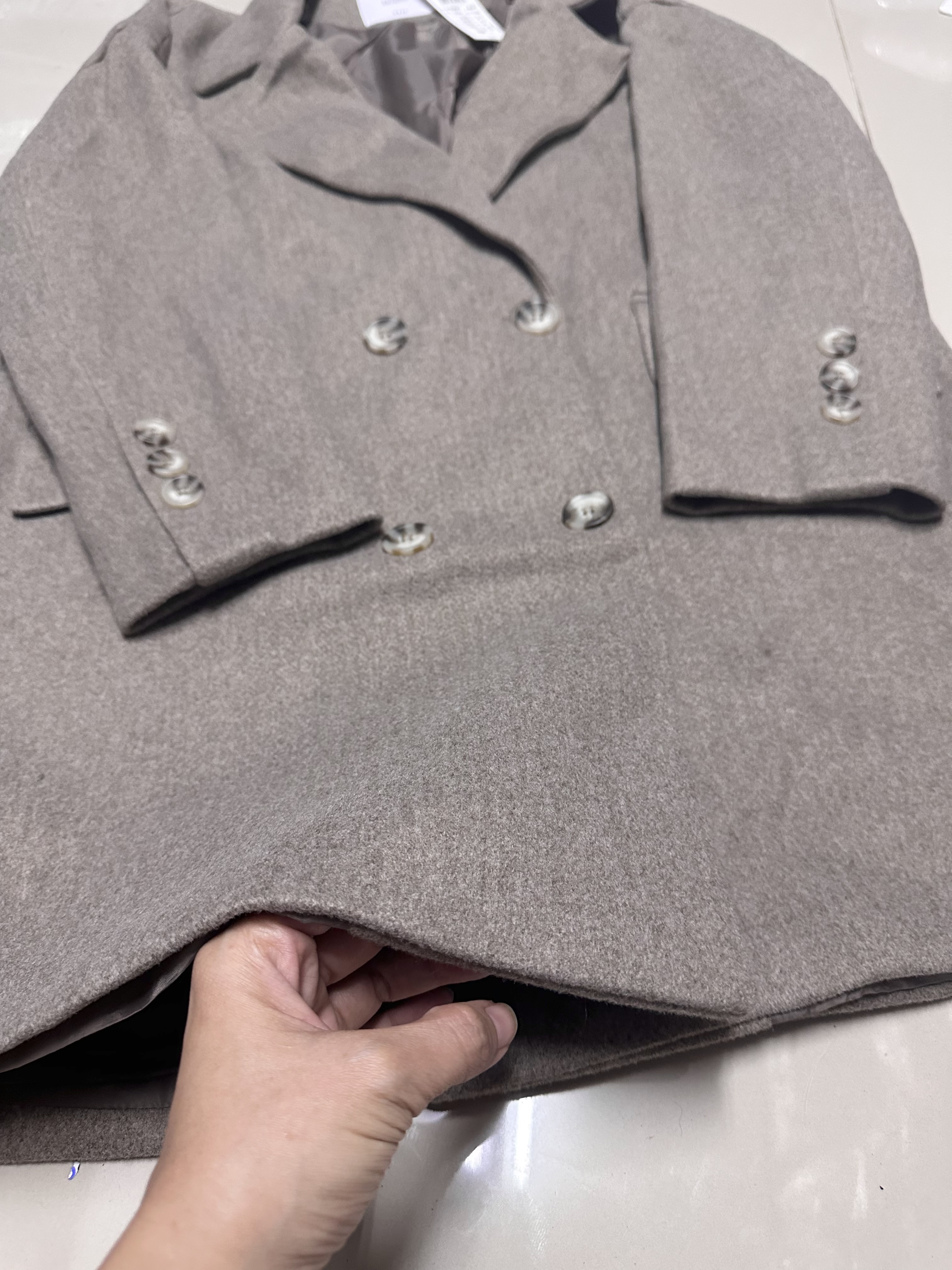 House brand เสื้อโค้ท เสื้อกันหนาว เนื้อผ้าสักหลาดวูล สีน้ำตาลอ่อน แบรนด์ HOUSE BRAND
