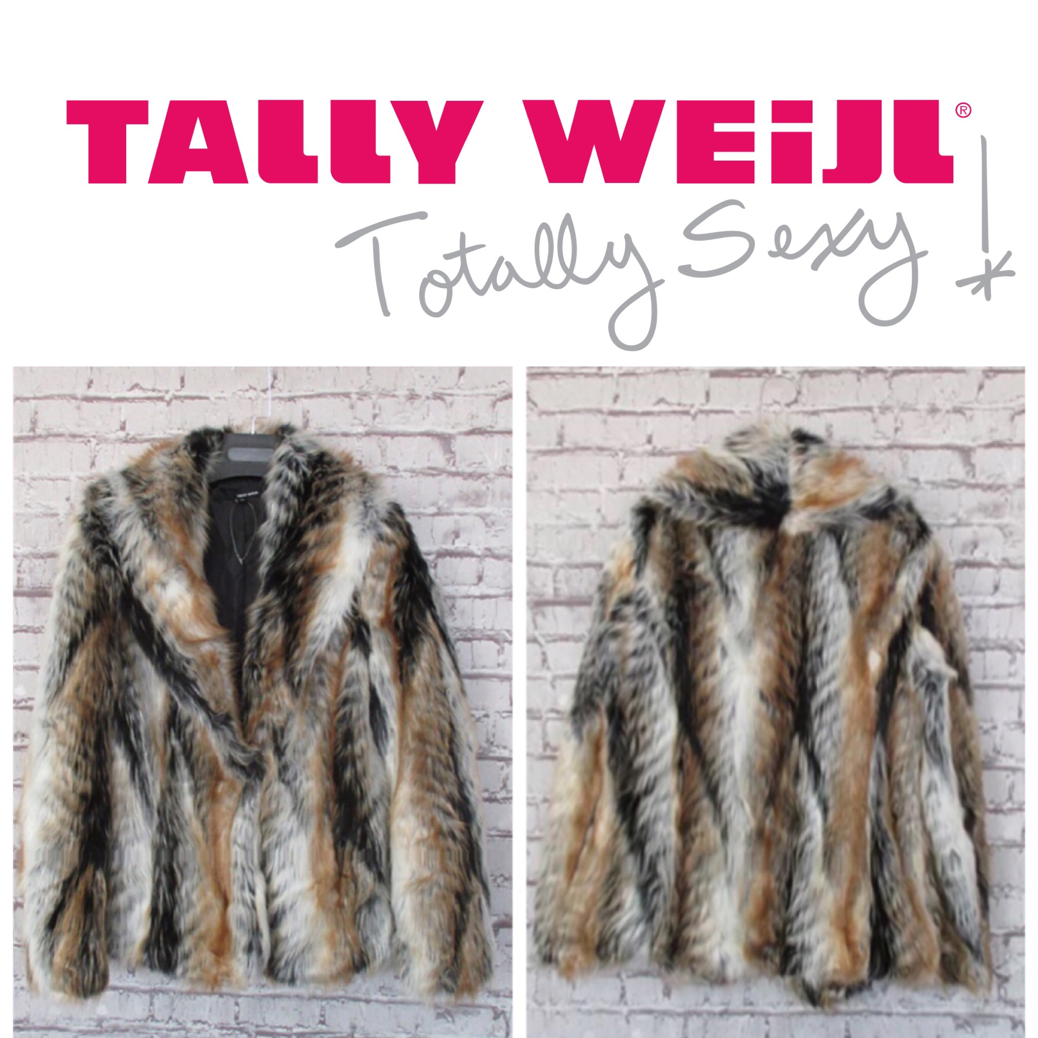 Papaya เสื้อนอก แต่งขน เสื้อกันหนาวขนเฟอร์ สีน้ำตาล งานพรีเมี่ยม แบรนด์ TALLY WEIJL แท้ งานสวย หรูมากคะ SiZe M/L/XL