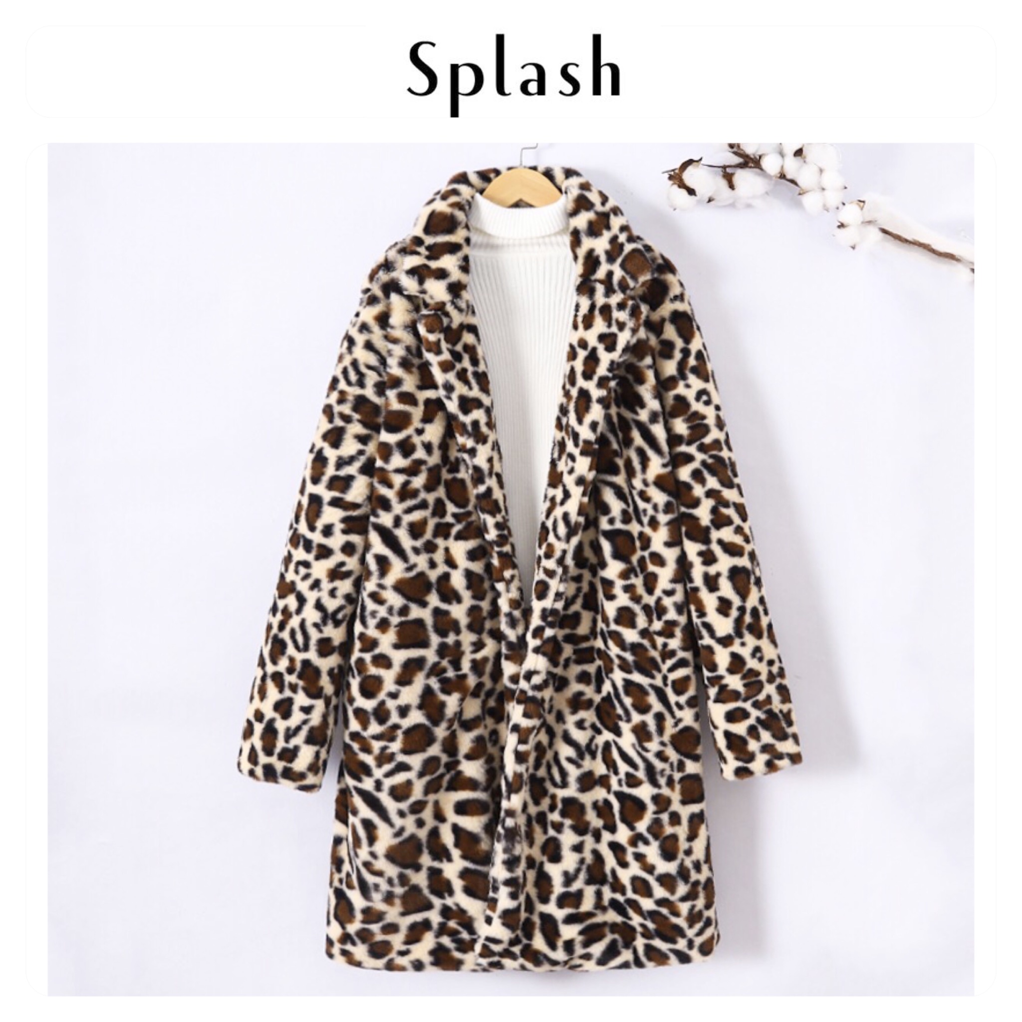 Splash เสื้อโค้ทเฟอร์ ลายเสือ กันหนาว เสื้อขนเฟอร์ ลายเสือ แบรนด์ SPLASH เนื้อขนนุ่มละเอียด นิ่มมากค่ะแบรนด์ สำเนา สำเนา ลายเสือ
