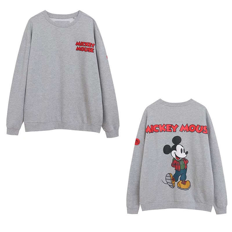 MICKEY SWEATSHIRT สเวตเตอร์ สเวตเชิ้ต Mickey กันหนาว สีเทา DISNEY Authentic Original Walt Disney World Hoodie Jacket สีมัดย้อมเทาดำ สำเนา สำเนา เทา