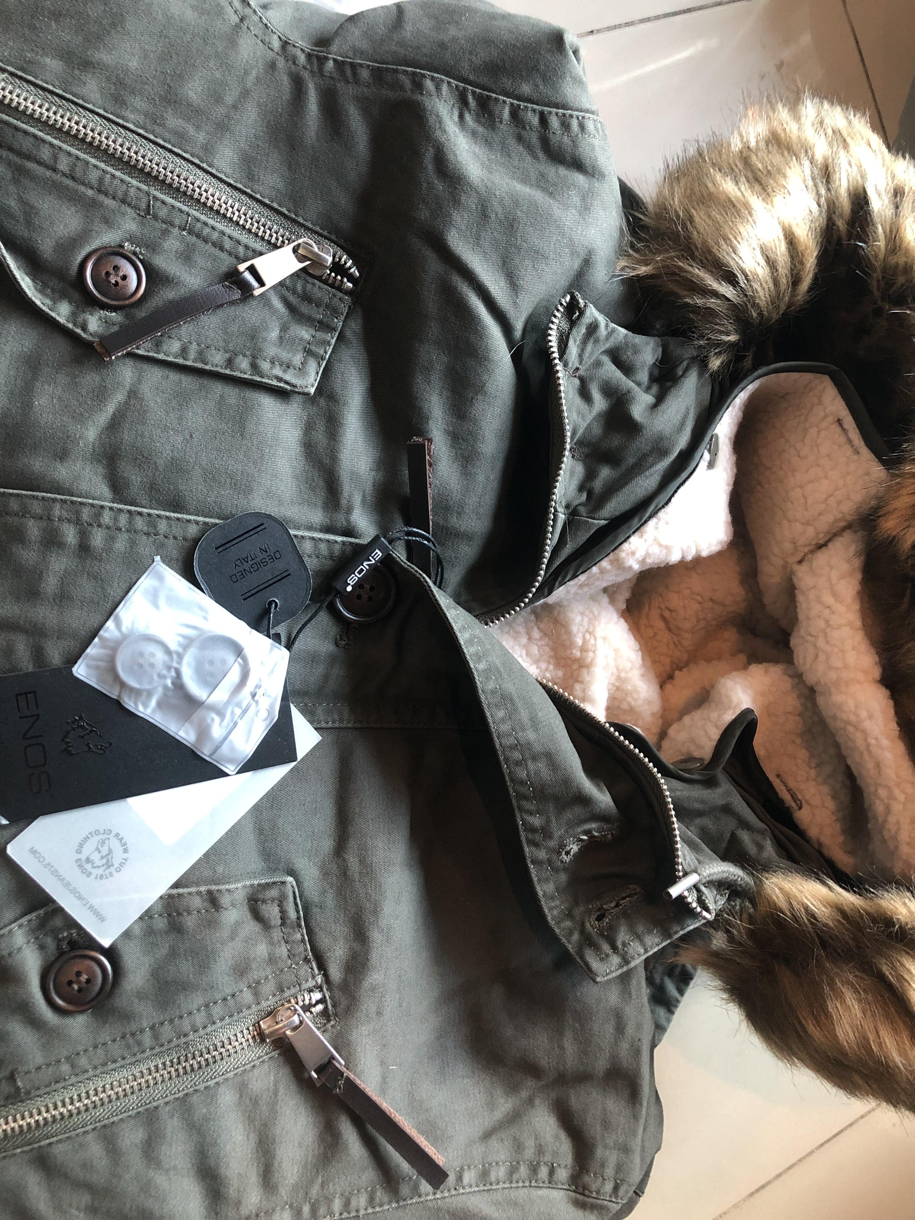 Enos jean75 เสื้อกันหนาว ติดฮูท เสื้อcoat แบรนด์ ENOS JEAN 75 แต่งซับขนอุ่นด้านใน (ขนด้านในถอดใส่ได้ทั้งชิ้นเลยคะ เขียว