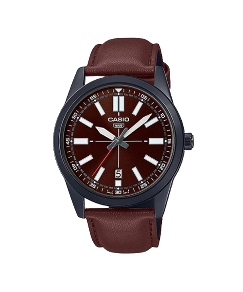 CASIO นาฬิกาคาสิโอ นาฬิกาข้อมือ นาฬิกากันน้ำ นาฬิกาของแท้ ประกันศูนย์ CMG 1 ปี รุ่น MTP-VD02BL-5E นาฬิกาสีน้ำตาล