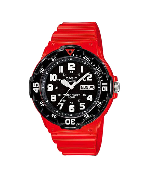 CASIO นาฬิกาคาสิโอ นาฬิกาข้อมือ นาฬิกากันน้ำ นาฬิกาของแท้ ประกันศูนย์ CMG 1 ปี รุ่น MRW-200HC-4B นาฬิกาสีแดง