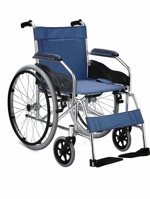 รถเข็นผู้ป่วยอลูมิเนียมอัลลอยด์ น้ำหนักเบา เบาะกว้าง นั่งสบาย รับน้ำหนักได้ถึง 100 กก.
