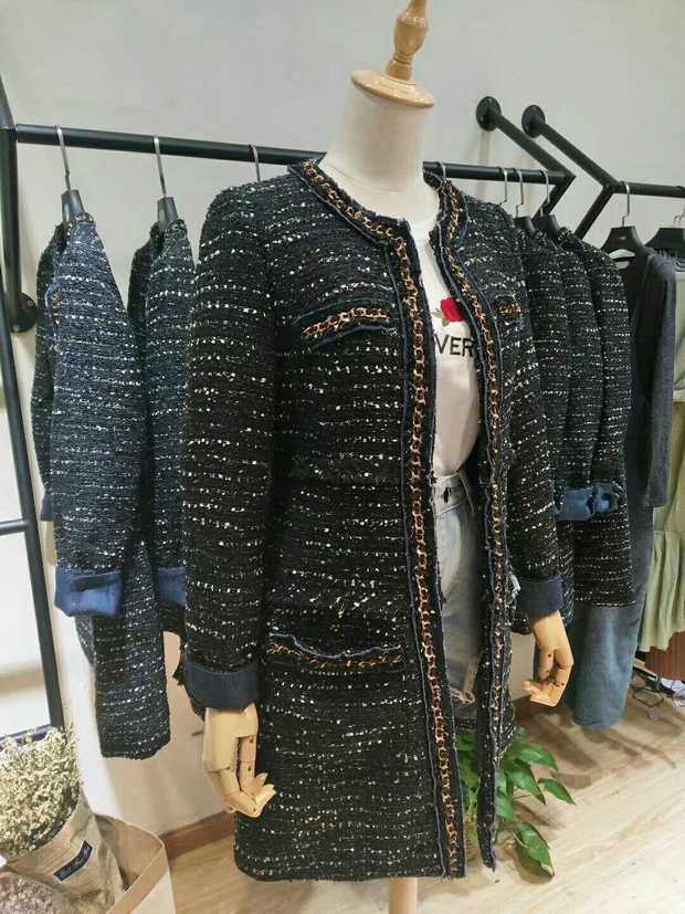 เสื้อนอก เสื้อคลุม ตัวยาว เนื้อผ้าทอ ชาแนล สีดำ เทา แบรนด์เนม ET. SATIN เกาหลี แท้100%งานสวย ใส่แล้วขึ้นทรง ผอม มากมายคะsize S/M/L