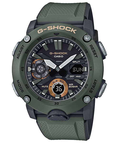 CASIO G-SHOCK นาฬิกาข้อมือ นาฬิกากันน้ำ นาฬิกาของแท้ ประกันศูนย์ CMG 1 ปี รุ่น GA-2000-3A นาฬิกาสีเขียว