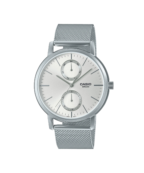 CASIO นาฬิกาคาสิโอ นาฬิกาข้อมือ นาฬิกากันน้ำ นาฬิกาของแท้ ประกันศูนย์ CMG 1 ปี รุ่น MTP-B310M-7A นาฬิกาสีเงิน