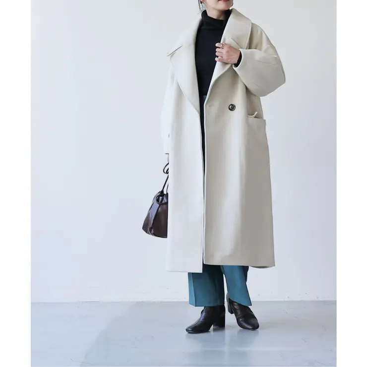 เสื้อโค้ทวูล Trench coat เสื้อโค้ทเฟอร์ โค้ทสักหลาดสีเทาอ่อน แบรนด์ RAY CASSIN