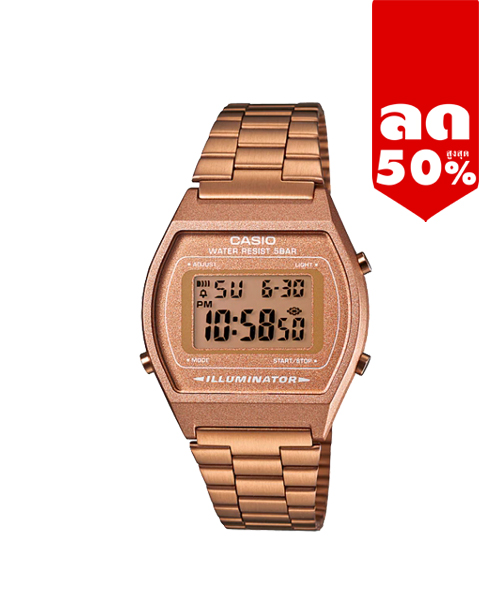 CASIO นาฬิกาคาสิโอ นาฬิกาข้อมือ นาฬิกากันน้ำ นาฬิกาของแท้ ประกันศูนย์ CMG 1 ปี รุ่น B640WC-5A นาฬิกาสีน้ำตาล